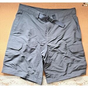The North Face Men's Cargo Shorts Gray Size 32 9.5" Inseam w/ Belt Hiking